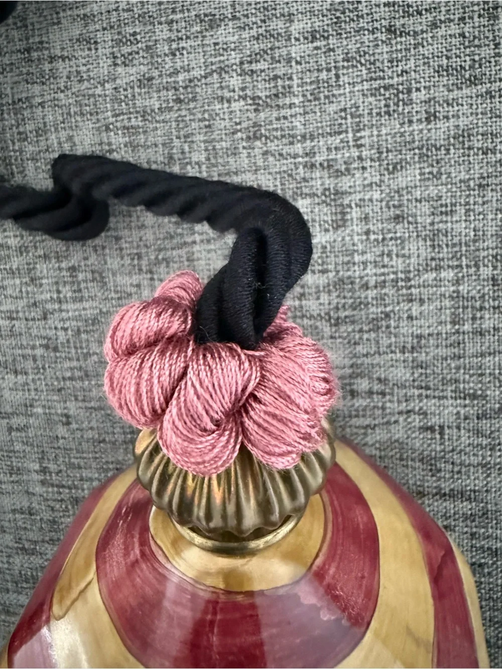 Mackenzie Childs Frank and Mustard Tassel Tiebacks with Black Fringe - Picture 3 of 3